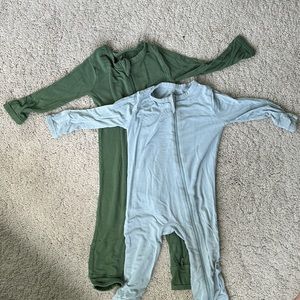 Zippered Romper Bundle in Hunter & Fog 6-12M